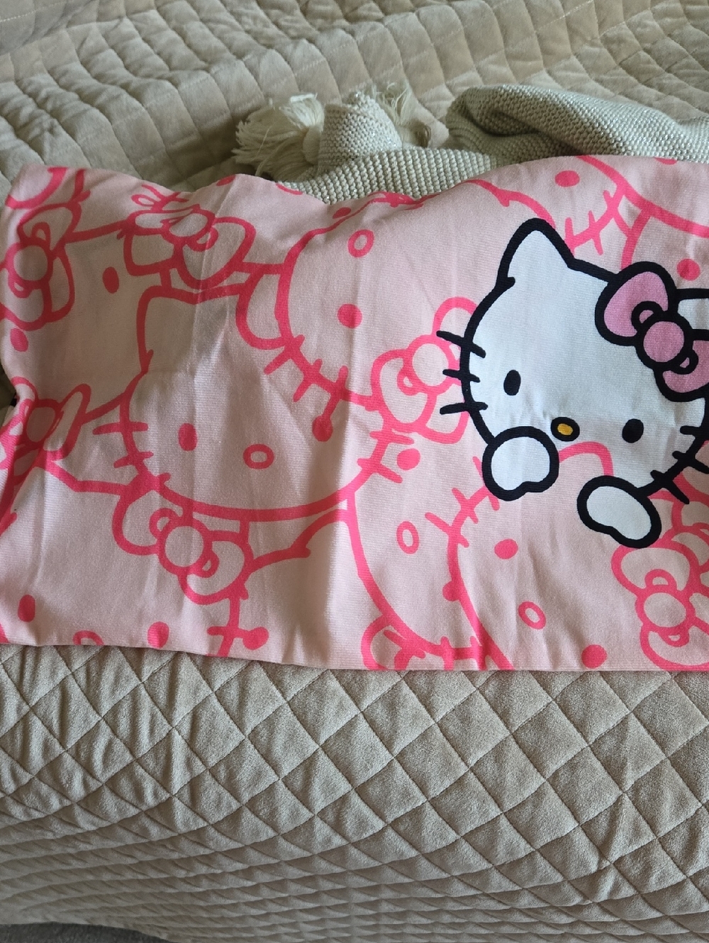 Hello Kitty Pink and White Character Lumbar Pillowcase